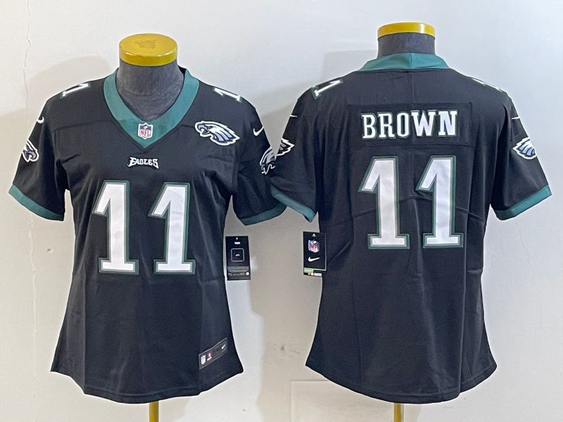 Youth Philadelphia Eagles #11 Brown Black 2025 Nike Vapor Limited NFL Jersey style 3